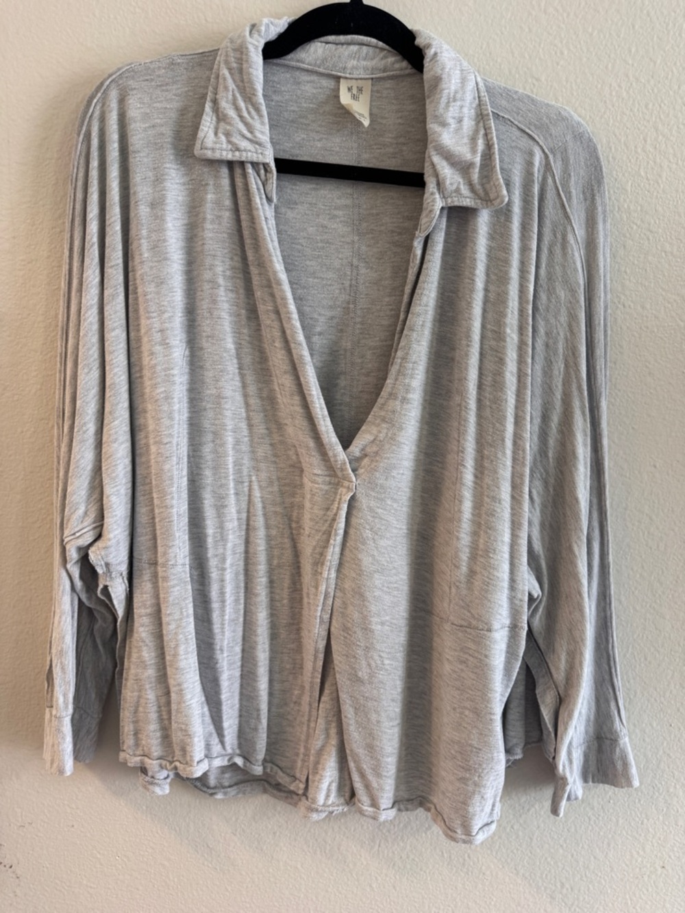 Free People Light Gray Open Front Collared Tunic